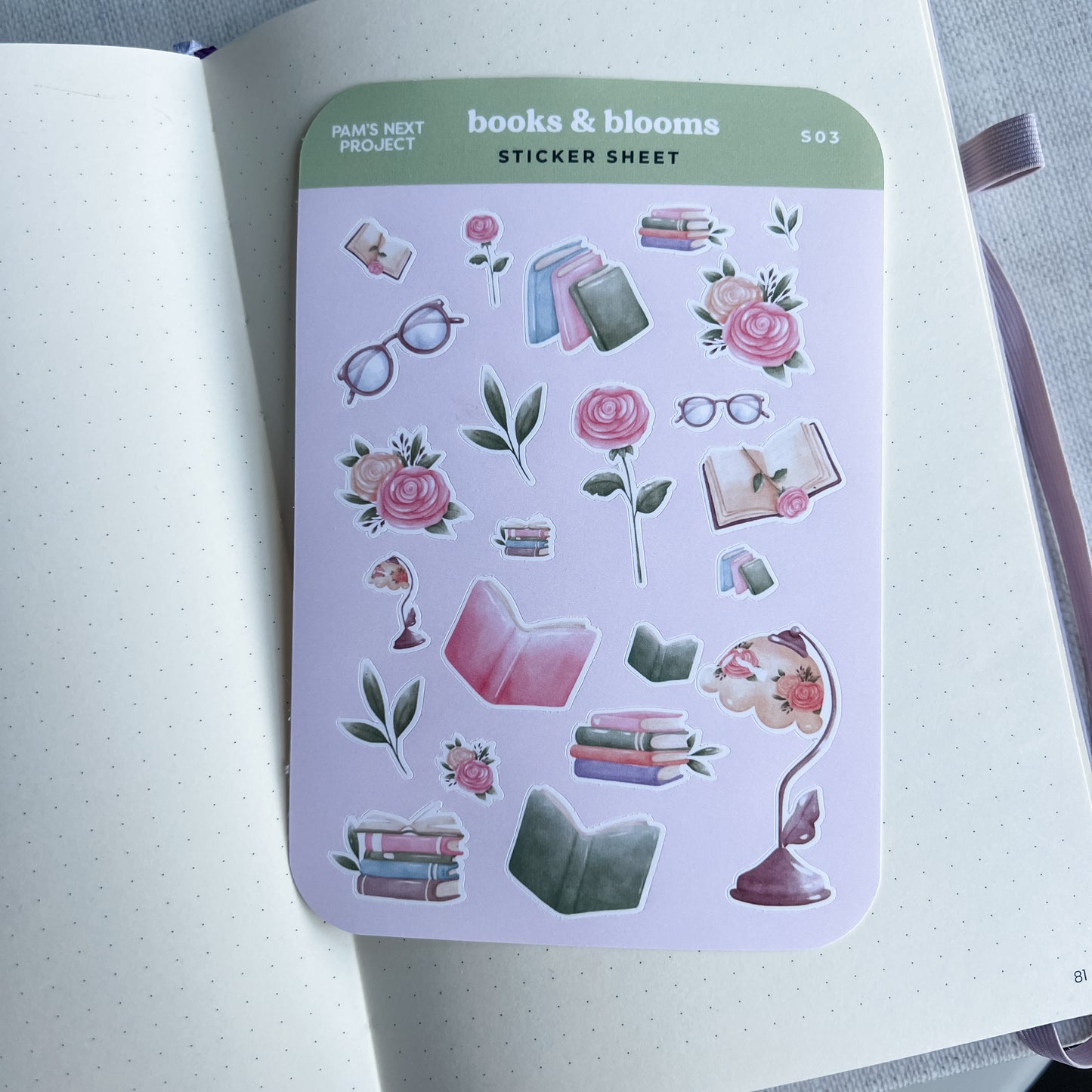 S03 Books & Blooms Sticker Sheet