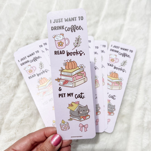 Coffee, Books, & Cat Bookmark