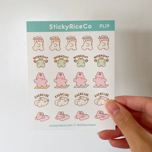 Exercise Workout Sticker Sheet - @stickyriceco